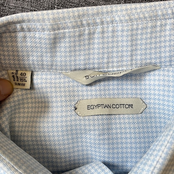 Suitsupply Egyptian Cotton Slim Check Button Up Shirt - Men's Size 40/15.75 - Picture 5 of 10